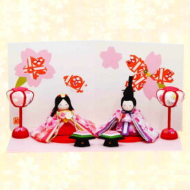 雛人形 かわいい コンパクト飾り 京都 ちりめん製 [ぷりてぃ舞桜雛] 1-808 [ひな人形 可愛い おしゃれ 雛小物 ピンク 初節句]