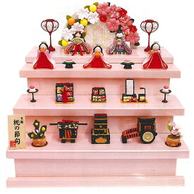 雛人形 かわいい ちりめん 雛飾り [小桜5人段飾り雛] 1-878 [ひな人形 豪華 コンパクト 三段飾り ちりめん雛 縮緬]