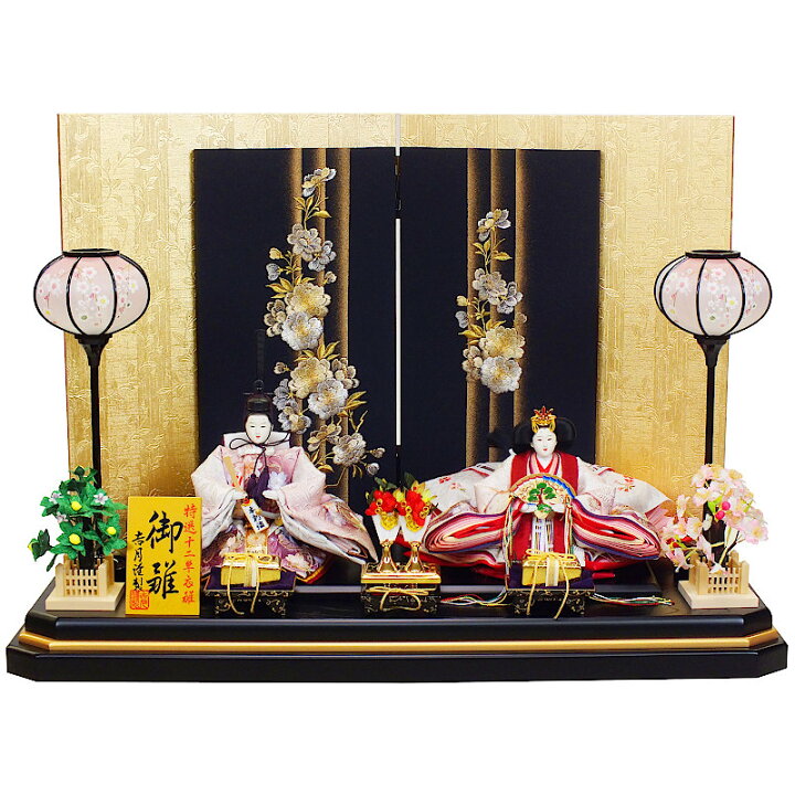 楽天市場】[セール最終価格] 雛人形 吉月作 親王飾り [あかり] 桜刺繍 