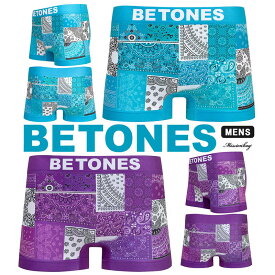 BETONES ビトーンズ BANDANA バンダナ ペイズリー メンズ インナー 下着 ボーダー柄 ナイトウェア ボクサーパンツ フリーサイズ 吸汗 速乾 プリント シームレス 立体成型 蒸れない タグレス おしゃれ かっこいい ツルツル 正規品 お祝い プレゼント プチギフト 誕生日