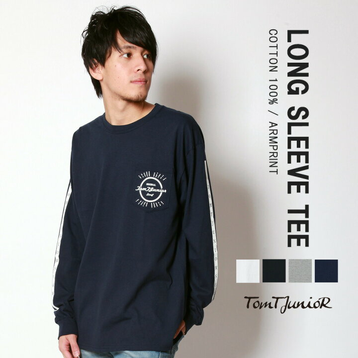 楽天市場 Sale セール Tomtjuniorロンt 長袖 Tシャツ メンズ ロングスリーブt 袖 ライン ポケットt トップス カットソー プリント ロゴ クルーネック スポーティー サーフブランド アメカジ 大きいサイズ ブランド 30代 40代 50代 ファッション カジュアル かっこいい
