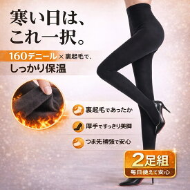 スーパーSALE10％オフ【2足組】160D裏起毛タイツ 裏起毛タイツ レディース 160デニールタイツ 黒タイツ 防寒 極暖 厚手 あったか 保温 発熱 透けにくい 美脚 ストレッチ 通勤 オフィス 秋冬 M-L L-LL