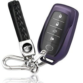 トヨタ 専用 クラウン ハリアー 80系 プリウス 60系 グランエース アルファード GRヤリス キーケース キーホルダー (ダークパープル)