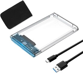 YFFSFDC Type-C 2.5インチ HDD/SSDケース USB3.1 Gen1 ドライブケース SATA III 外付けハードディスク 6Gbps 高速データ転送 UASP対応 透明シリーズ ポータブル SSD ドライブ ケース SATA USB 変換ボックス ネジ&工具不要 簡単着脱 Mac Windows Linux PS4 PS3 XBox 等対応