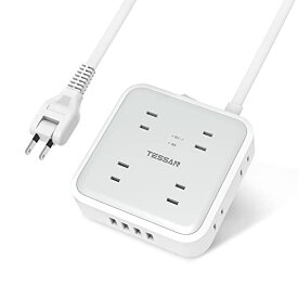 【当店限定！エントリーでポイント5倍】延長コード 2m 電源タップ TESSAN 8個AC口 4USBポート usb コンセントタップ タコ足配線 コンセント oaタップ テーブルタップ 雷ガード 壁掛け 一括集中スイッチ