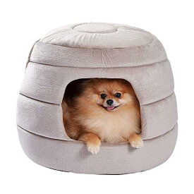 PAWZ Road 犬 ベッド ドーム 犬 ハウス 犬小屋 犬のハウス 猫ハウス 猫ベッド 室内 ペットベッド ハチの巣形 クッション 取り外し可能 いぬ ねこ ベージュ