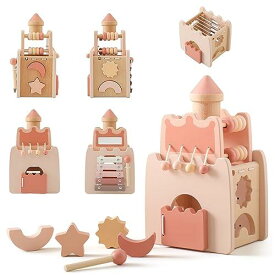 Mamimami Home 型はめ パズル 形合わせ はめ込み 城 木製 パズルボックス モンテソッリーおもちゃ 形状認識 指先遊び 知育玩具 子供 女の子 誕生日プレゼント
