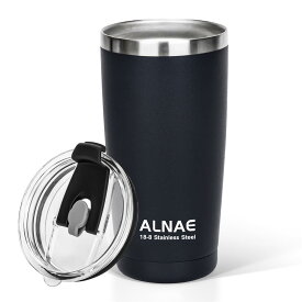 ALNAE タンブラー ふた付き 真空断熱 600ml 水筒 マグボトル コーヒーカップ 二重構造 保温保冷 直飲み 大容量 ビール コーヒー 直接ドリップ ブラック