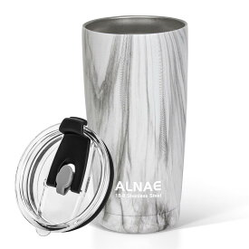 ALNAE タンブラー ふた付き 真空断熱 600ml 水筒 マグボトル コーヒーカップ 二重構造 保温保冷 直飲み 大容量 ビール コーヒー 直接ドリップ 白大理石