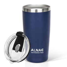 ALNAE タンブラー ふた付き 真空断熱 600ml 水筒 マグボトル コーヒーカップ 二重構造 保温保冷 直飲み 大容量 ビール コーヒー 直接ドリップ ネイビー