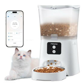 【当店限定！エントリーでポイント5倍】PETSUPER 自動給餌器 猫 アプリ操作 中小型犬用 wifi 3L 早食い防止 定時定量 1日6食 水洗い可能 3重鮮度保持 2WAY給電 お手入れ簡単 手動給餌 日本語対応説明書付き Android/IOS対応 ホワイト