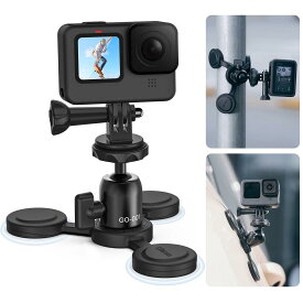 Ulanzi カメラ磁気スタンド 360°回転可能自由雲台 GoPro用アクセサリー カメラ三脚マウント 1/4インチネジ マグネットスタンドセット ボールヘッド DJI/Gopro Hero12 11 10 9 8 7/Insta360/三脚/一眼レフ/アクションカメラに対応 GO-001