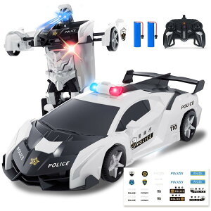 Carox ���W�R���J�[ �q������ LED�t�� ���{�b�g �ό` 2 in 1 �f�����[�h 360°��] 2.4Ghz �o�b�e���[2�{ ���v���쎞��60�� �������� ���w�� ���w�� �a�����v���[���g ���{��戵������