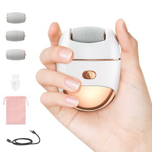 電動角質リムーバー Luxspire かかと 角質取り 3種ローラー 2段階強度調整 USB充電式 小型 ハードスキンリムーバー 防水規格IPX7 LEDライト付き LCDモニター付き ワンタッチ脱着 踵 角質取り 電池