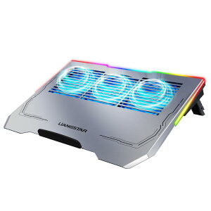 LiANGSTARノートパソコン冷却スタンド 冷却パッド pcスタンド アルミ製 冷却ファン付き 簡約設計 (Silver)