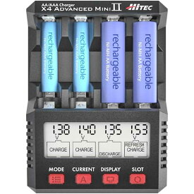 ハイテック 単三・単四Ni-cd、Ni-MH充電池 充電器 放電器 AA/AAA チャージャー X4 アドバンスミニII ブラック No.44324
