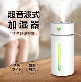 【スーパーSALEで1880円】加湿器 卓上 超音波加湿器 小型 7色LED 次亜塩素酸水対応 250ml 大容量 2種類加湿モード 空焚き防止 水漏れ防止 静音 保湿 車載 ミニ加湿器 USB給電式 乾燥/花粉症対策 寝室 家庭 子供部屋 オフィス お手入れ簡単