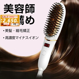 【✨SS先着80名様限定⇒2650円】ヘアアイロン ヒートブラシ ブラシ 【超高濃度マイナスイオン】ストレートアイロン ミニブラシ カール携帯 小型 軽量 美髪 縮毛 矯正 静電気防止 ブラシアイロン MAX220℃ 急速加熱 男女兼用 やけど防止 家庭 旅行 コンパクト 海外