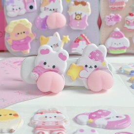 【ごほうびにぴったり！】ぷにぷに おしりシール スクイーズ 立体シール 泡ステッカー 3D うさぎ くま ねこ 可愛い キャラクターご褒美シール ステッカー デコレーション ステッカー デコ スマホケース ふわふわ もちもち デコレーション ストレス 解消 癒し グッズ ギフト