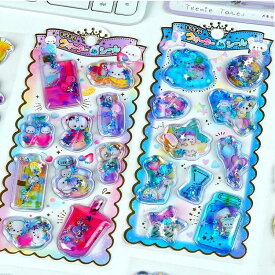 ウォーターシール 水入り ぷっくり シール 立体 キラキラ シェイカー スパンコール ステッカー ご褒美 トイレトレーニング お手伝い 女の子 男の子 恐竜 ユニコーン スイーツ 動物 かわいい プチギフト キッズ 幼稚園 保育園 小学生 子供 雑貨 文具 全6種