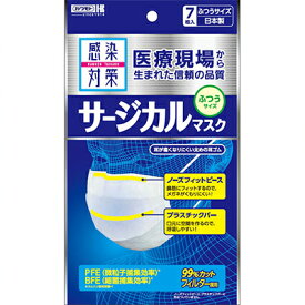 感染対策サージカルマスク ふつう 7枚 ＊川本産業 衛生用品 マスク ふつう レギュラーサイズ