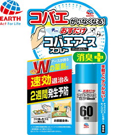 おすだけコバエアーススプレー 60回分 13.2mL ＊アース製薬/ゴミ箱や生ゴミなどに群がるコバエには、直接噴射で速効退治します/お部屋にワンプッシュするだけ/約2週間コバエの発生を予防/ショウジョウバエ/ノミバエ/チョウバエ/キノコバエ