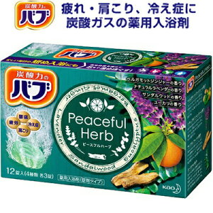 バブ ピースフルハーブ 4種類 ジンジャー/ラベンダー/ウッド/ユーカリ 12錠 *医薬部外品 花王 炭酸力のバブ 入浴剤 血行促進 温泉 スキンケア