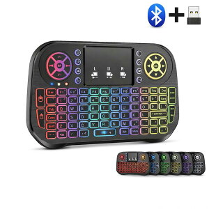 i10 ���C�����X �~�j �L�[�{�[�h RGB���F�o�b�N���C�g���� ���C�����X�~�j�L�[�{�[�h �^�b�`�p�b�h�t Bluetooth��USB���Ή� �t���C���O�}�E�X �y�� ���@�\ ���� Bluetooth + 2.4 �O�����f���A�����[�h