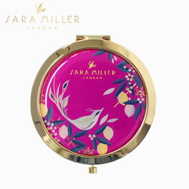 コスメティック ミラー sara miller サラミラー 鳥 植物 コンパクト ミラー 手鏡 ピンク【ホーム】 【ファッション小物】