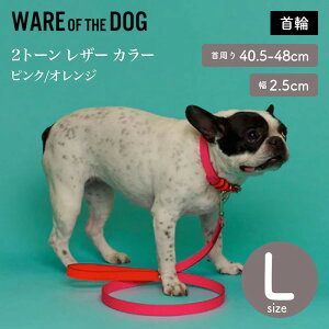 【WARE OF THE DOG ウェアオブザドッグ】2トーン レザー カラー ピンク/オレンジ Lサイズ 首輪 カラー ウェア オブ ザ ドッグ アメリカ製 正規取扱店【ペット】【お散歩グッズ】