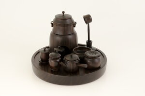 茶器セット 材質:コクタン  小笠原こけし屋 小笠原 義雄作伝統工芸士 【ラッピング無料対象商品】