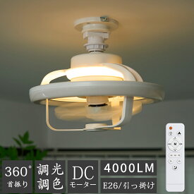 ＼限定sale！特典付き／【小型・大光量・節電 】シーリングファン 首振り 小型 シーリングファンライト LEDライト LED サーキュレーター おしゃれ 天井ライト 扇風機 静音 照明 ファン付き 10畳 天井 調光調色 引っ掛け E26 ソケット DCモーター リモコン付き