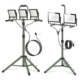 ＼お得3個セット／SUKITEN 投光器 led 作業灯 240W 30,000lm 屋外 ワークライト 3灯タイプ 防水IP66 スタンド付き投光器 三脚付き 高さ調節106-195cm 昼光色 6500K 高輝度 省エネ 広角120° 100V 伸縮タイプ 三脚 スタンド 屋外照明 アウトドア 倉庫 工場 工事 夜間作業