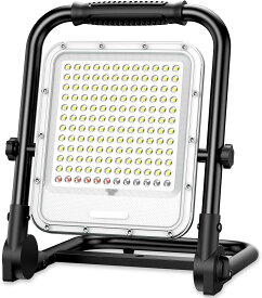 投光器 充電式 led 作業灯 400W相当 超高輝 32000mAH大容量 携帯型 台座型 屋外照明 LEDライト 6500K 3段階明るさ+SOS 折り畳み式 持ち運びやすい 軽量 ワークライト 360°/120°角度調整 キャンプ 夜間作業 台風 地震 防災 停電 DC電源ケーブル付き