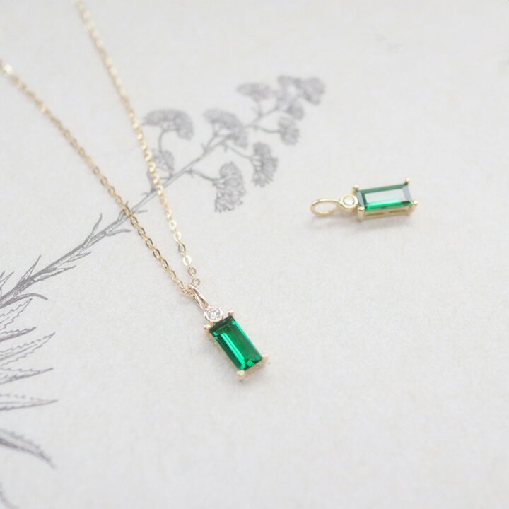 楽天市場】ネックレス レディース 一粒 小ぶり エメラルド 四角  