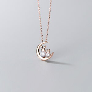 ネックレス うさぎ 三日月 レディース ウサギ ラビット かわいい月兎 三日月うさぎ ブライダル ペアウサギ モチーフ シンプル 記念日 誕生日 母の日 誕生日