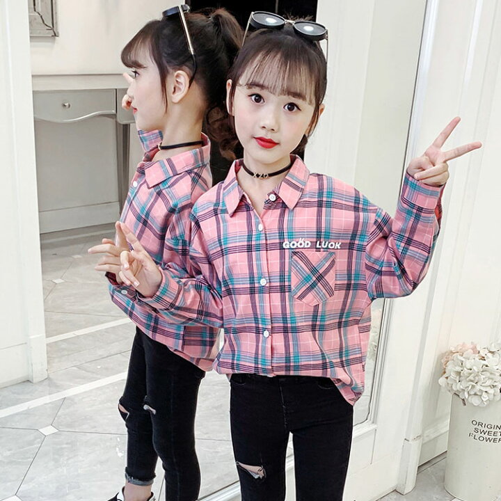 楽天市場】子供服 キッズ 学生 シャツ 子ども 女の子 チェック シャツ  