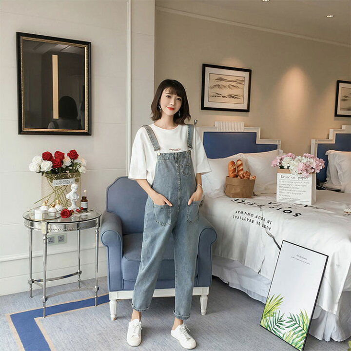 楽天市場】デニム サロペット パンツ レディース ゆったり ジーンズ 
