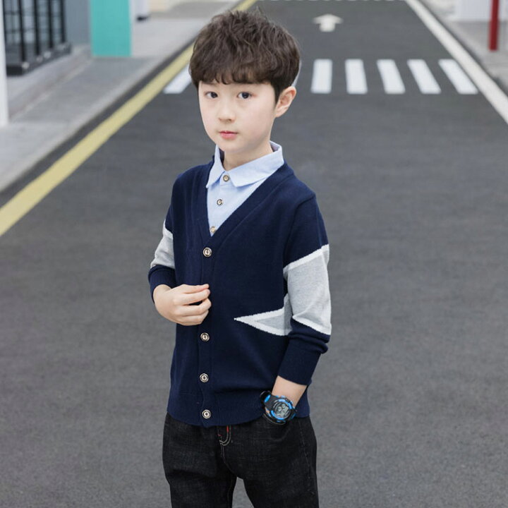 楽天市場】キッズ カーディガン Vネック 長袖 子供服 子供 男の子  