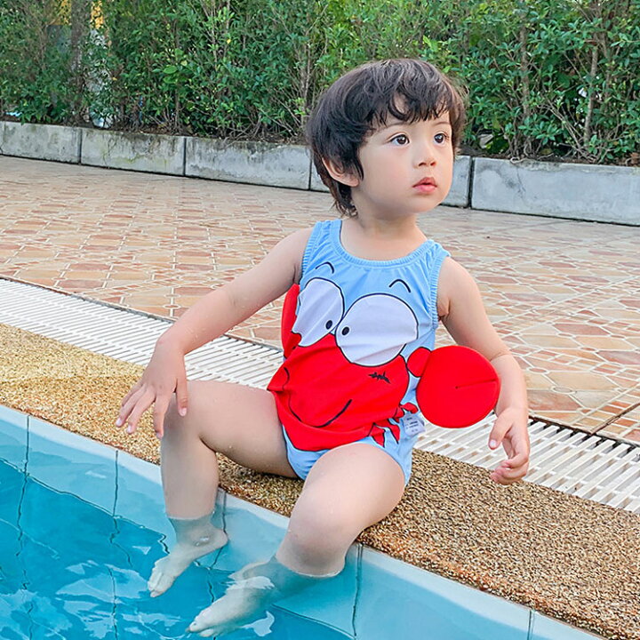 楽天市場 ベビー 水着 子供 水着 男の子 女の子 キッズ 赤ちゃん キャップ付き 2点セット 子供用 ロンパース水着 こども みずぎ 水着 海水浴 温泉 練習用 魚柄付き ビーチ 夏 かわいい 蟹 鯨 1歳 2歳 3歳 オールインワン 幼児 女児 出産祝い ギフト
