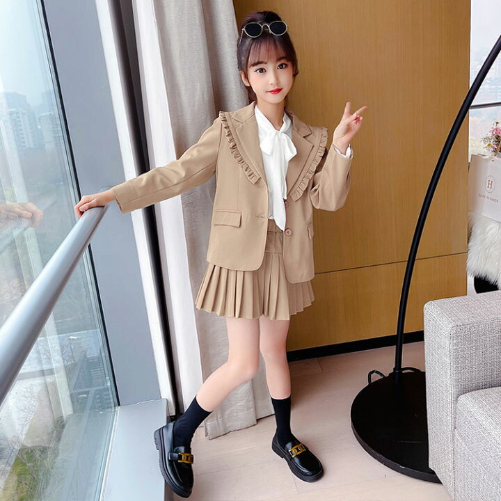 楽天市場】女の子 子供スーツ フォーマル 入学式 3点セット ジュニア  