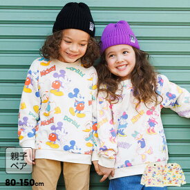 【S20】 親子お揃い ディズニー 総柄トレーナー 0127K ベビードール BABYDOLL 子供服 ベビー キッズ 男の子 女の子 DISNEY