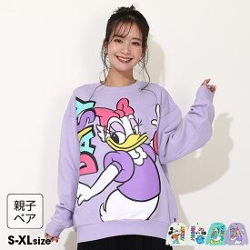 【S20】 親子お揃い ディズニー BIGキャラクター トレーナー 0188A 綿100％ ベビードール BABYDOLL 大人 ユニセックス 男女兼用 レディース メンズ DISNEY ミッキー ミニー ドナルド デイジー