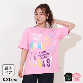 【S10】 親子お揃い ディズニー 発泡 ネオン キャラクター Tシャツ 0580A 綿100％ ベビードール BABYDOLL 大人 ユニセックス 男女兼用 レディース メンズ DISNEY ミッキー ドナルド ミニー デイジー ディズニーTシャツ