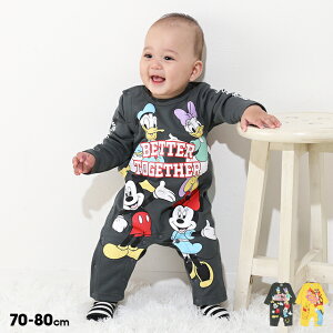 NEW ディズニー BIGプリント ロンパース 0634B 綿100% ベビードール BABYDOLL 子供服 ベビー 男の子 女の子 DISNEY ベビー服 ミッキー ミニー ドナルド デイジー グーフィー プルート くまのプーさん