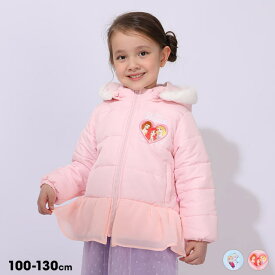 2/2まで 【S60】 ディズニー プリンセス / 2WAY フリル 中綿アウター 1100K フード取り外し可 フードなし ベビードール BABYDOLL 子供服 ベビー キッズ 女の子 DISNEY ディズニープリンセス アリエル ラプンツェル ベル アナ エルサ 100 110 120 130