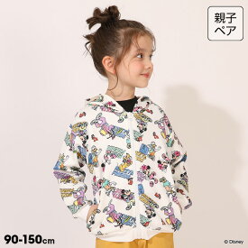9/16NEW 親子お揃い ディズニー レトロ総柄 ジップパーカー 2014K ベビードール BABYDOLL 子供服 ベビー キッズ 男の子 女の子 DISNEY ミッキー ミニー ドナルド デイジー プルート グーフィー 通販限定サイズあり