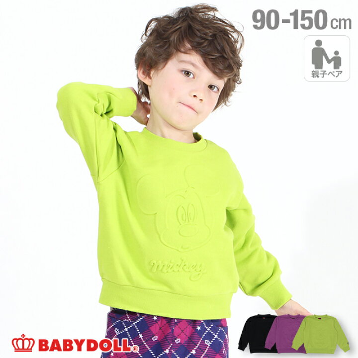 楽天市場 3 1 13 59まで S60 親子お揃い ディズニーエンボス トレーナー 4531k ベビードール Babydoll 子供服 ベビー キッズ 男の子 女の子 Disney Collection Babydoll