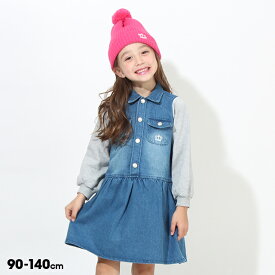 【40％OFF アウトレットSALE】 袖切替 デニムワンピース 7639K ベビードール BABYDOLL 子供服 ベビー キッズ 男の子 女の子