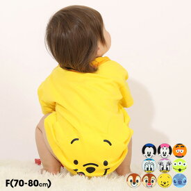 NEW ディズニー ぽってり ロンパース 8207B 綿100％ ベビードール BABYDOLL 子供服 ベビー キッズ 男の子 女の子 DISNEY ベビー服 衣装 仮装 コスプレ コスチューム BIGフェイス ギフト プレゼント 出産祝い